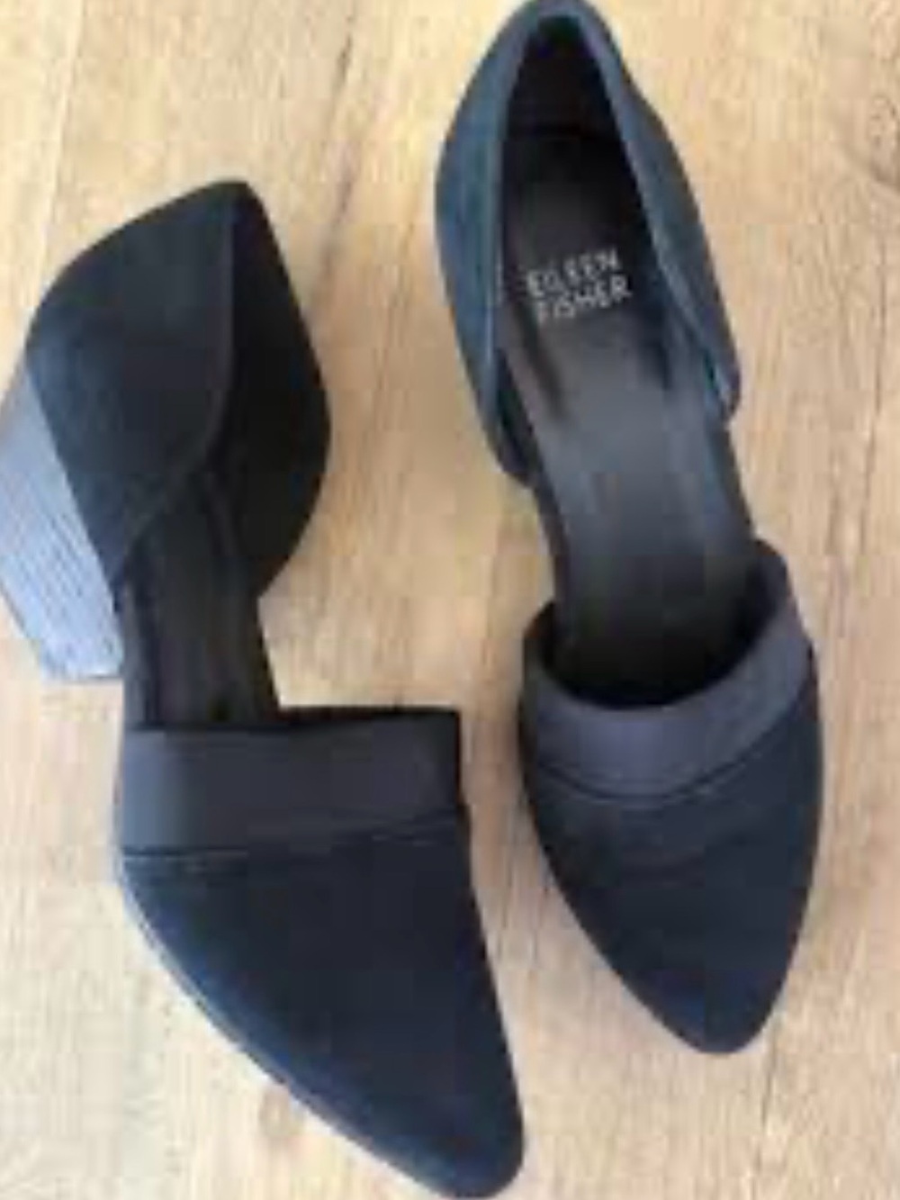 Eileen Fisher Black Pointed D'Orsay Flats